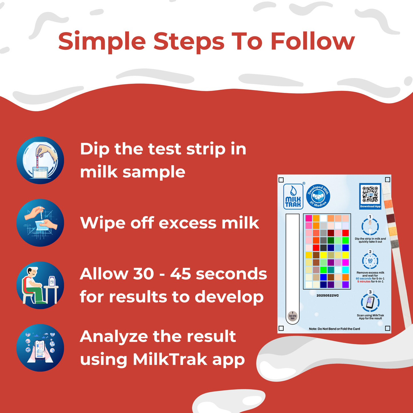 MilkTrak® 4-in-1 Adulteration Test Strips – 50-Strip Bottle (Industrial Pack)