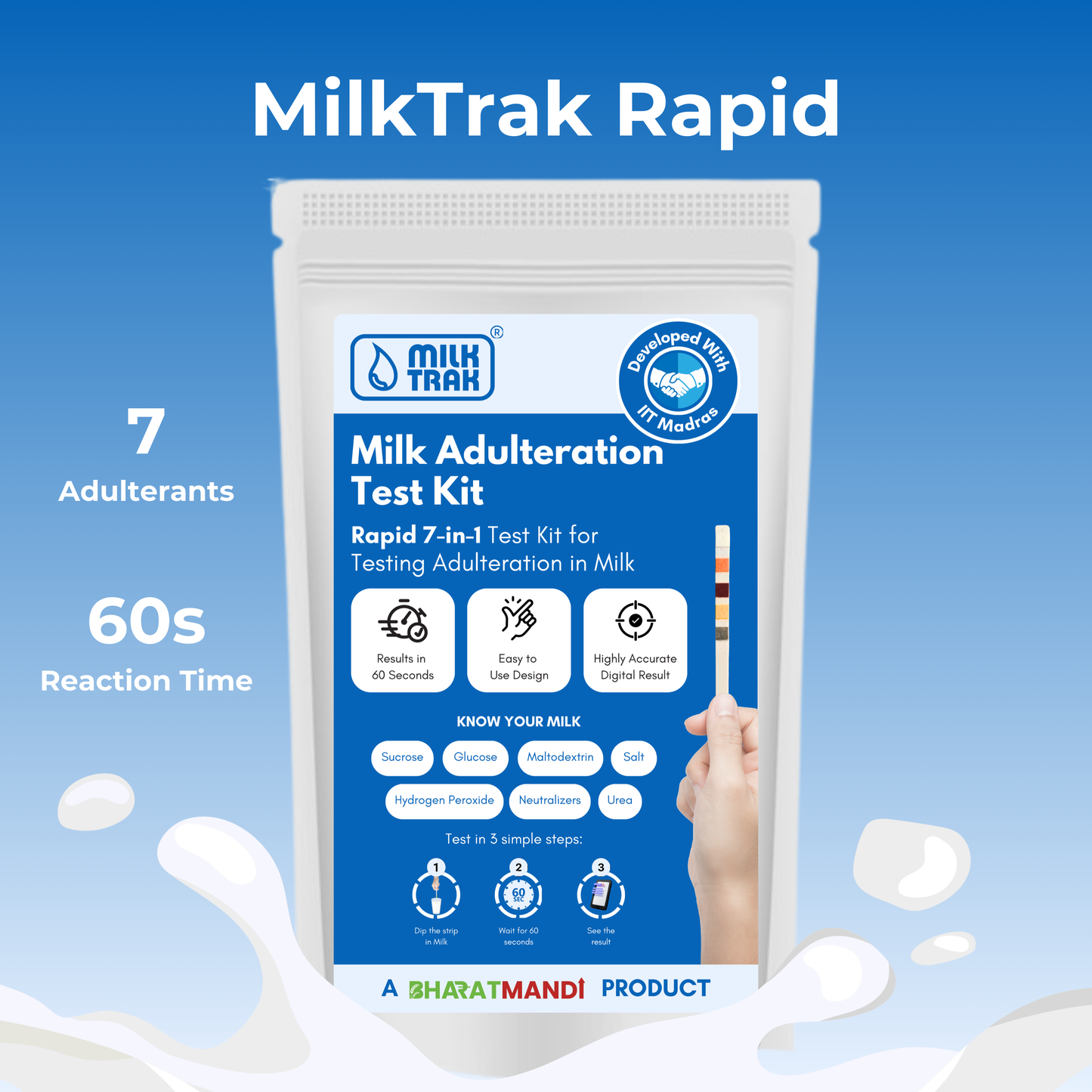 MilkTrak® Rapid - 7 in 1 Adulterant Test Kit for Milk